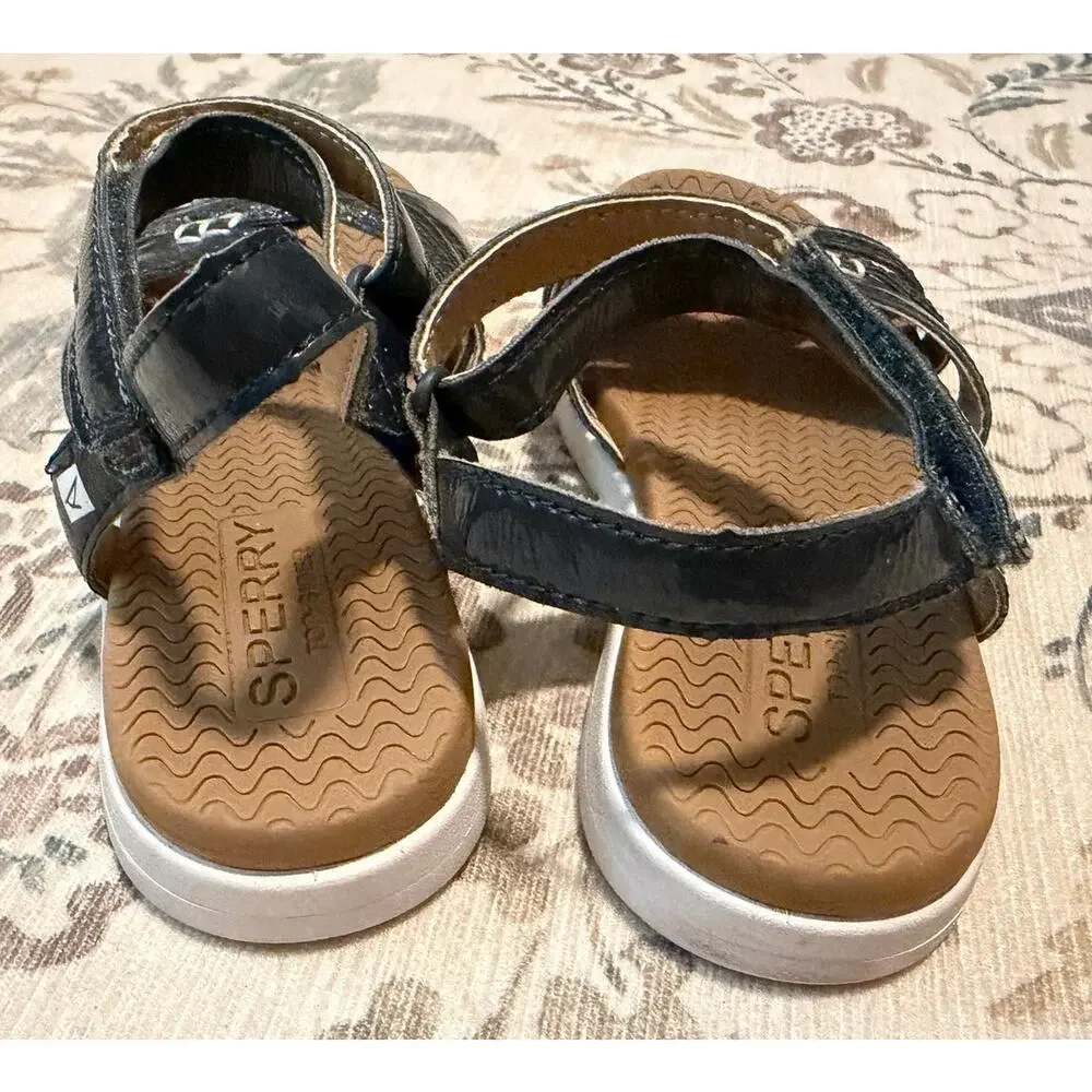 Sperry Kids Blue Glitter Strappy Sandals Girls Size 12 Pre-owned Shimmer